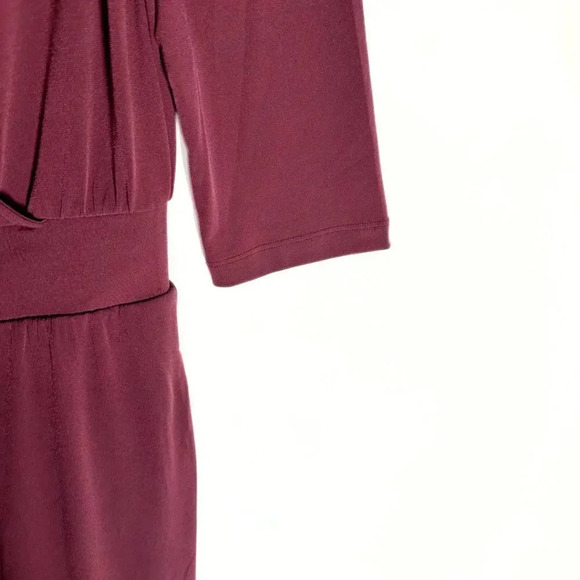 Curations Maxi Dress Size Small Petite Burgundy Wine Crossover Top Long Sleeved - Picture 7 of 9